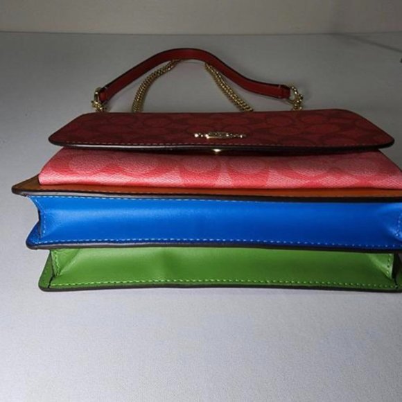 NWT COACH CA151 Signature Klare Crossbody Blocked Signature Canvas Miami - Picture 7 of 7